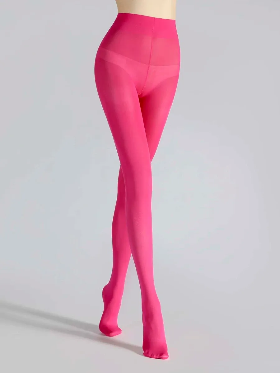 Simple Plain Tights - Hot pink