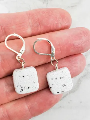 Simple Square Dangle Earring - Sparkly White