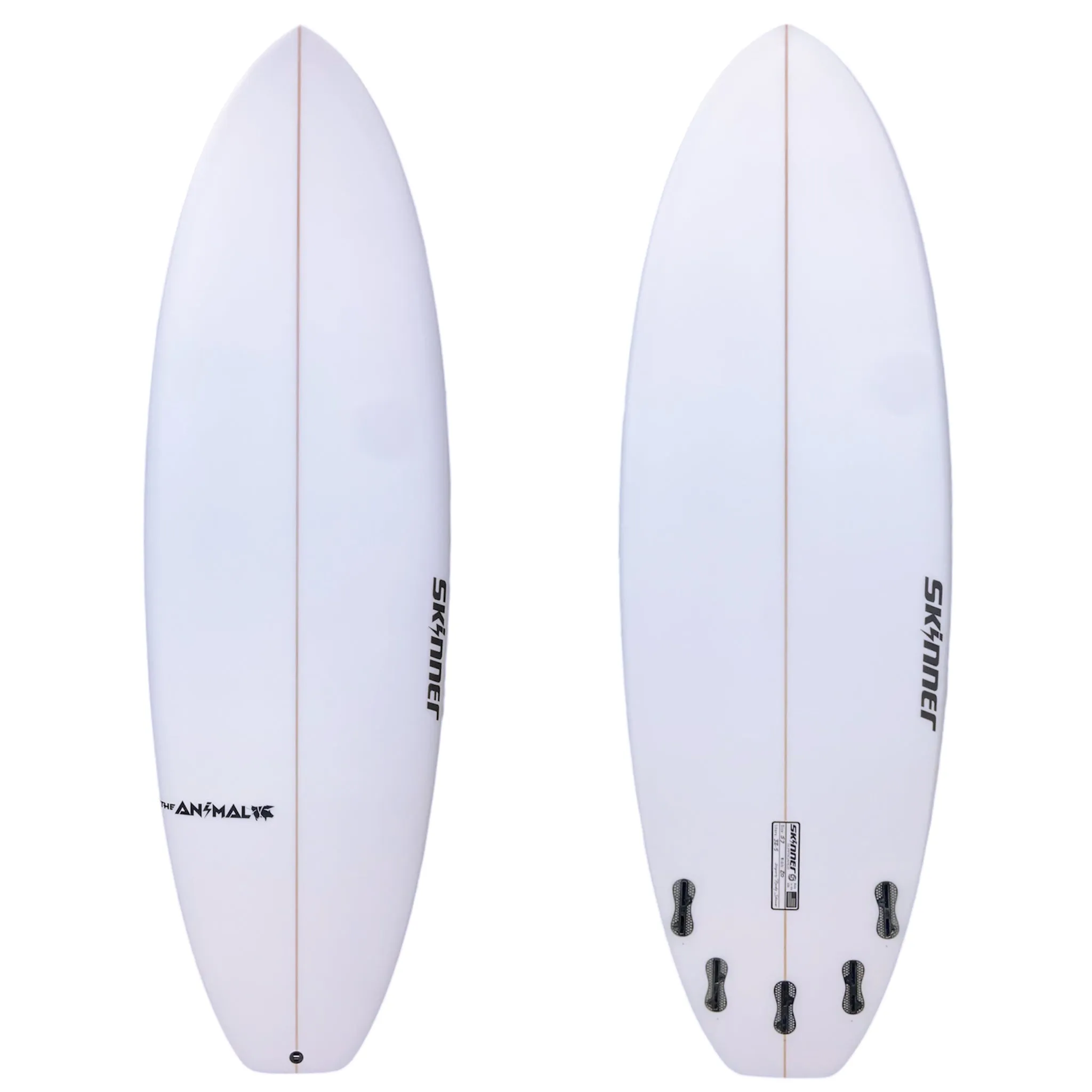 Skinner The Animal V2 5'7" x 20" x 32.5 L Liters 5 FCS fins Epoxy
