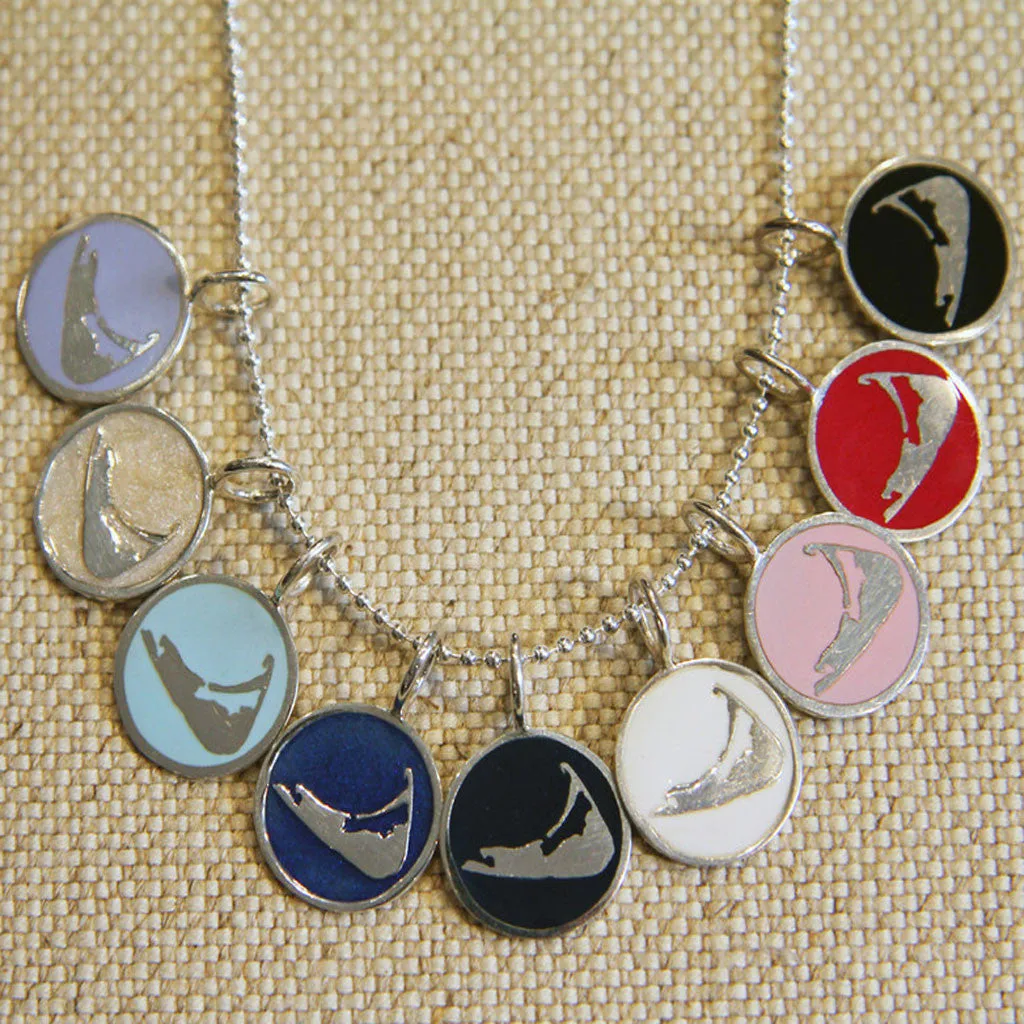 Small Enamel Nantucket Island Charm in Black