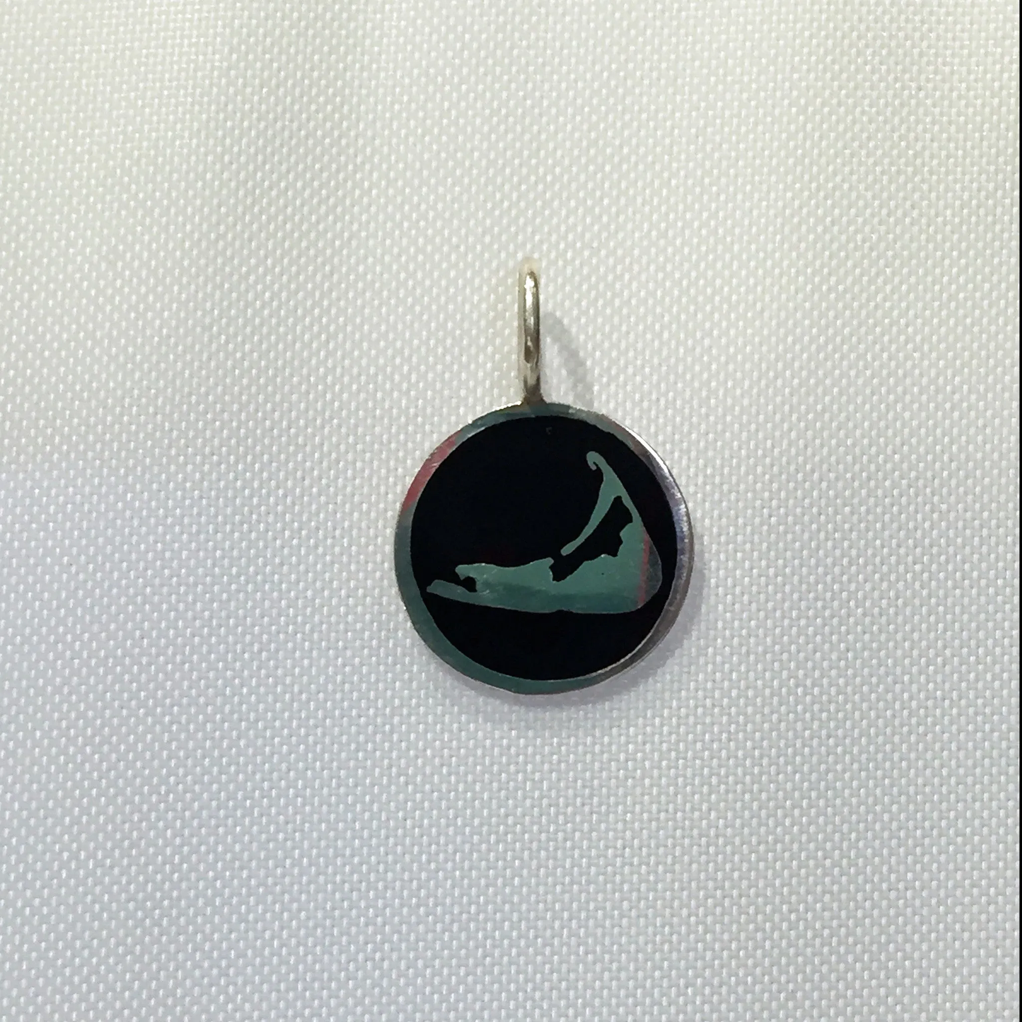 Small Enamel Nantucket Island Charm in Black