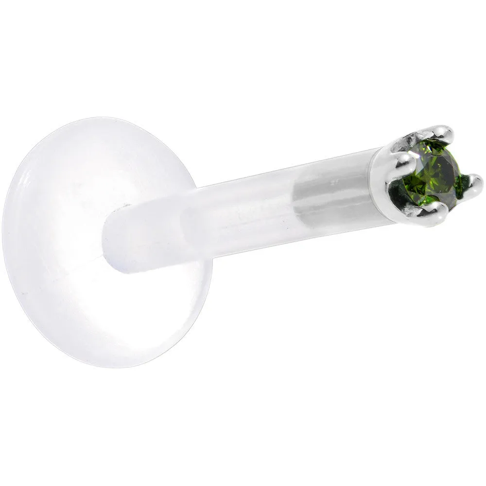 Solid 14KT White Gold 1.5mm Genuine Green Diamond Bioplast Push in Monroe