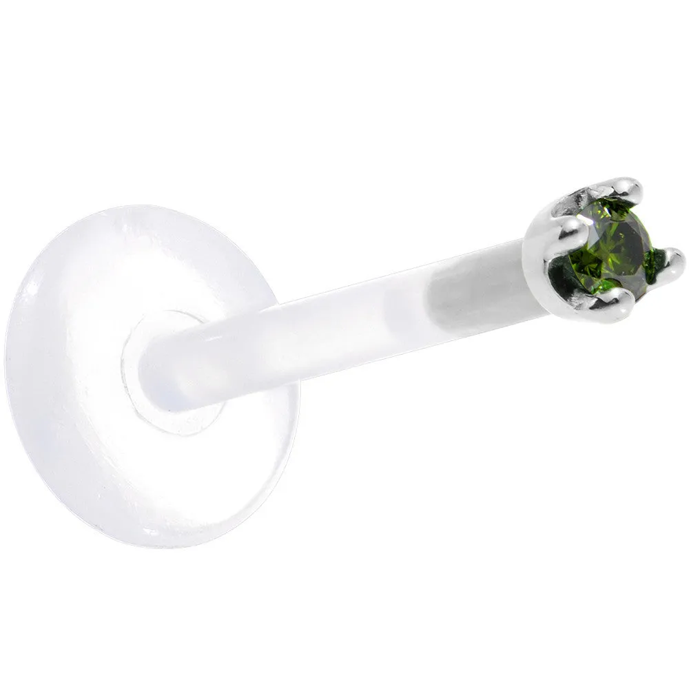 Solid 14KT White Gold 1.5mm Genuine Green Diamond Bioplast Push in Monroe