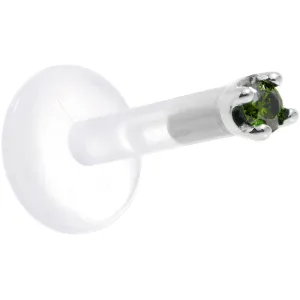 Solid 14KT White Gold 1.5mm Genuine Green Diamond Bioplast Push in Monroe