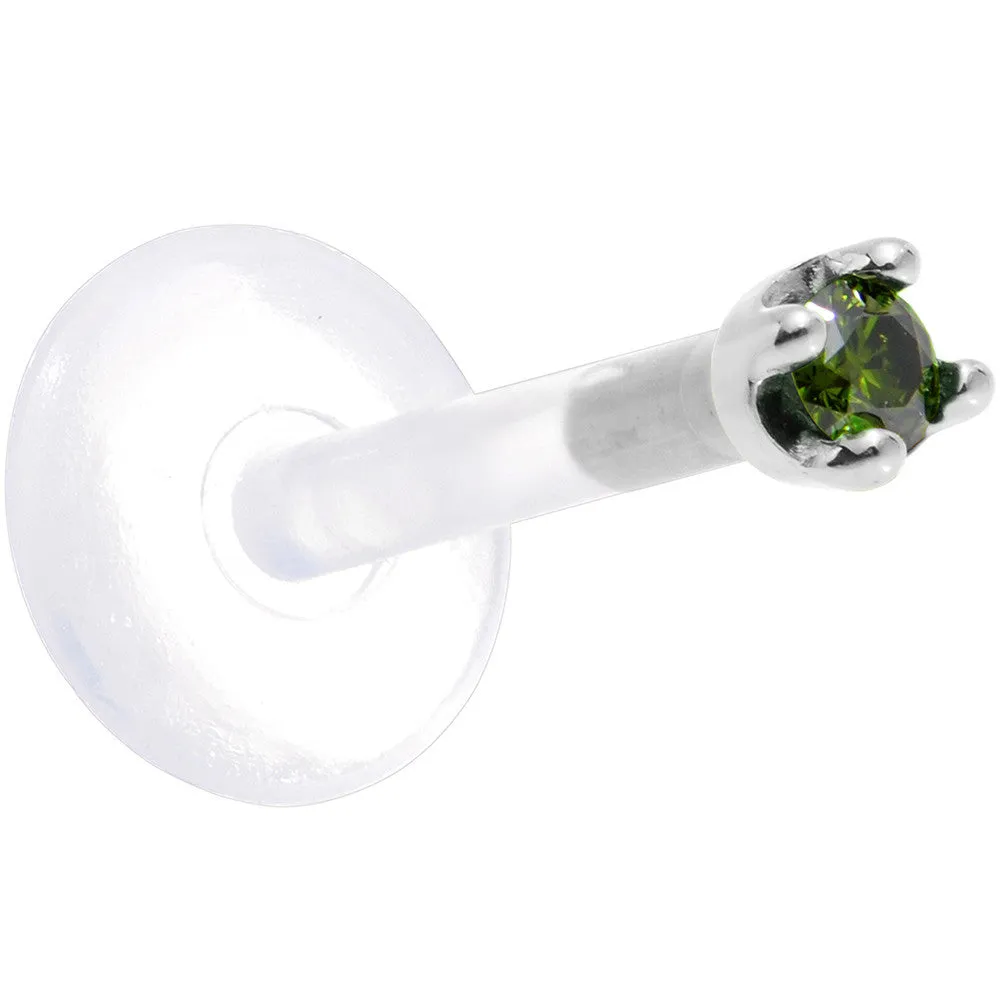 Solid 14KT White Gold 1.5mm Genuine Green Diamond Bioplast Push in Monroe