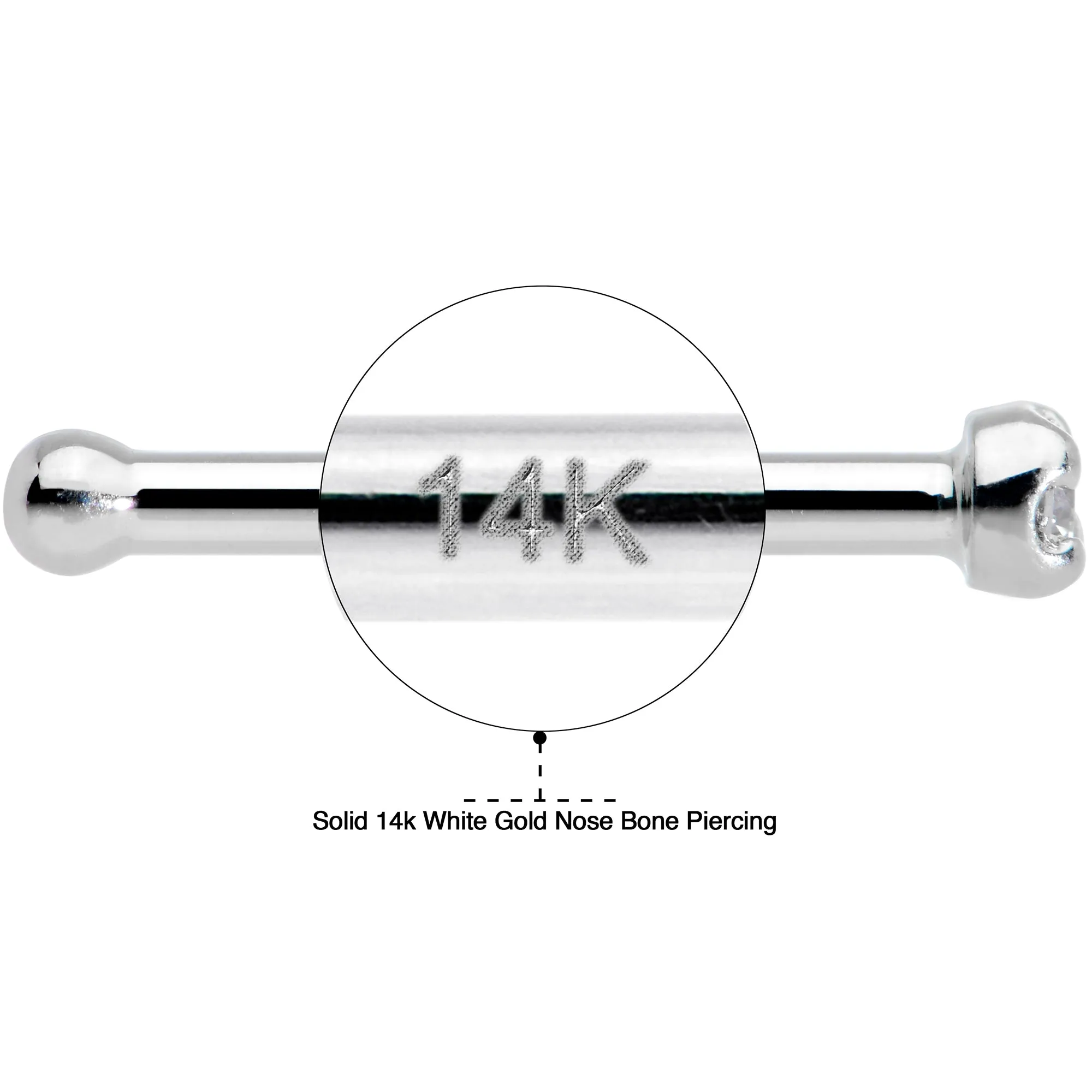 Solid 14KT White Gold (April) 1.5mm Genuine Diamond Nose Ring