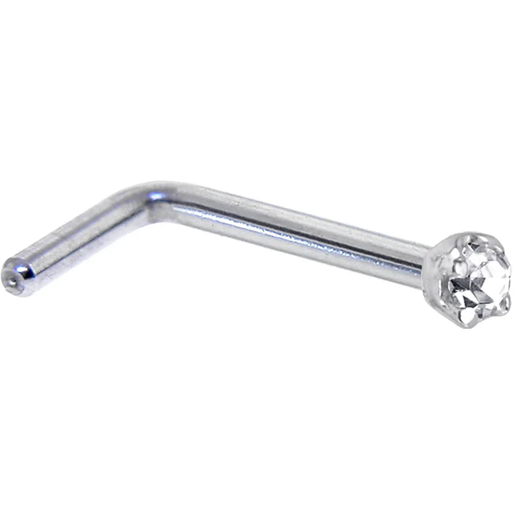 Solid 14KT White Gold (April) 1.5mm Genuine Diamond Nose Ring