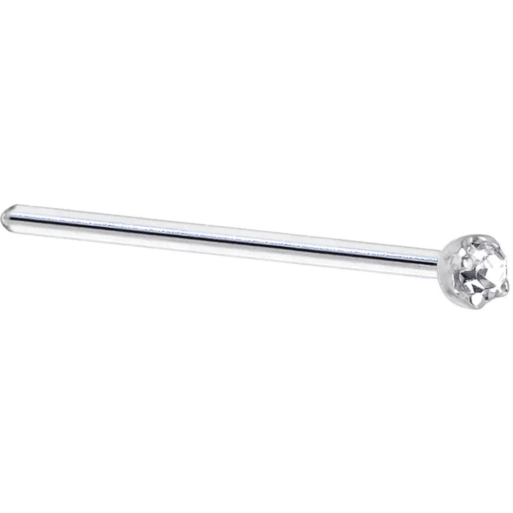 Solid 14KT White Gold (April) 1.5mm Genuine Diamond Nose Ring