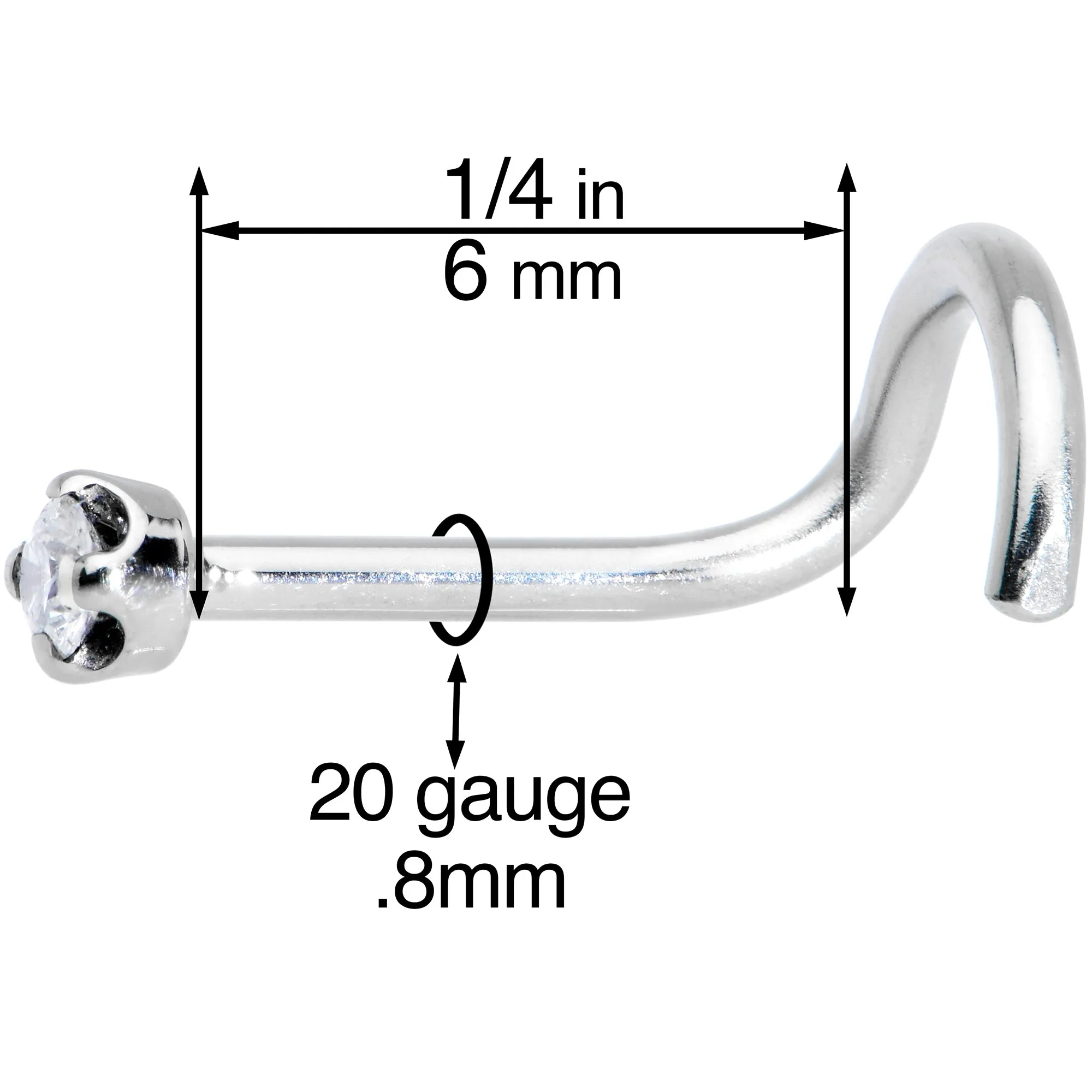 Solid 14KT White Gold (April) 1.5mm Genuine Diamond Nose Ring