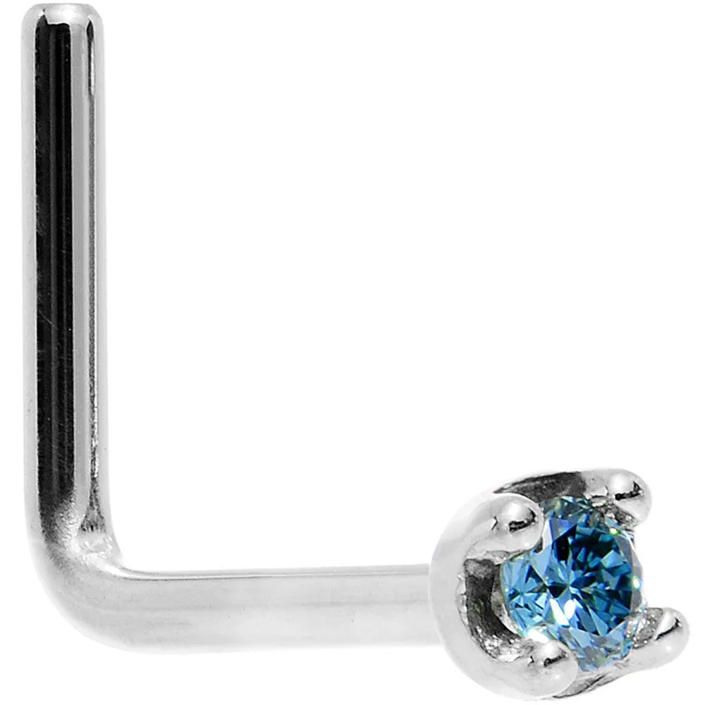 Solid 14KT White Gold (September) 1.5mm Genuine Blue Diamond Nose Ring