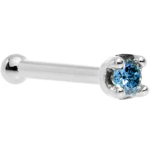 Solid 14KT White Gold (September) 1.5mm Genuine Blue Diamond Nose Ring
