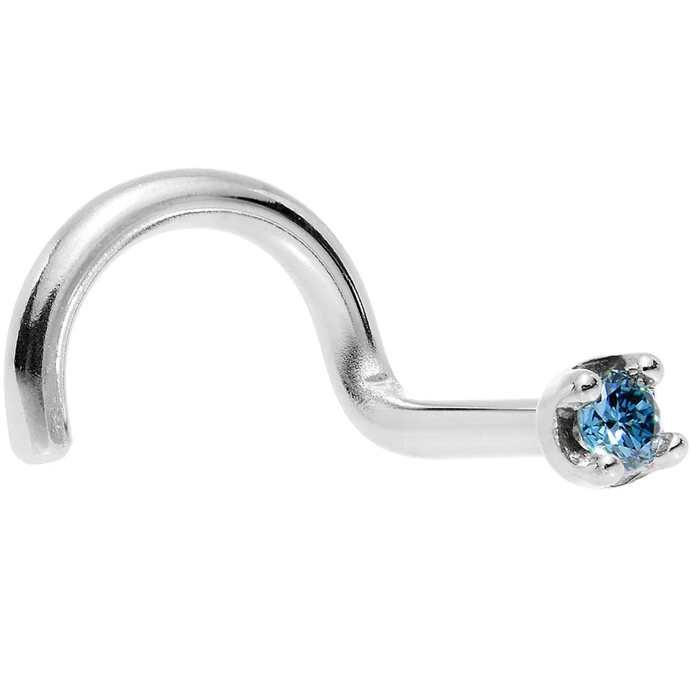 Solid 14KT White Gold (September) 1.5mm Genuine Blue Diamond Nose Ring