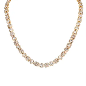 Solitaire Icy Baguette Round Links Designer Tennis Chain
