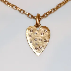 Sonoma Long Heart Pave Pendant in 20K Peach Gold