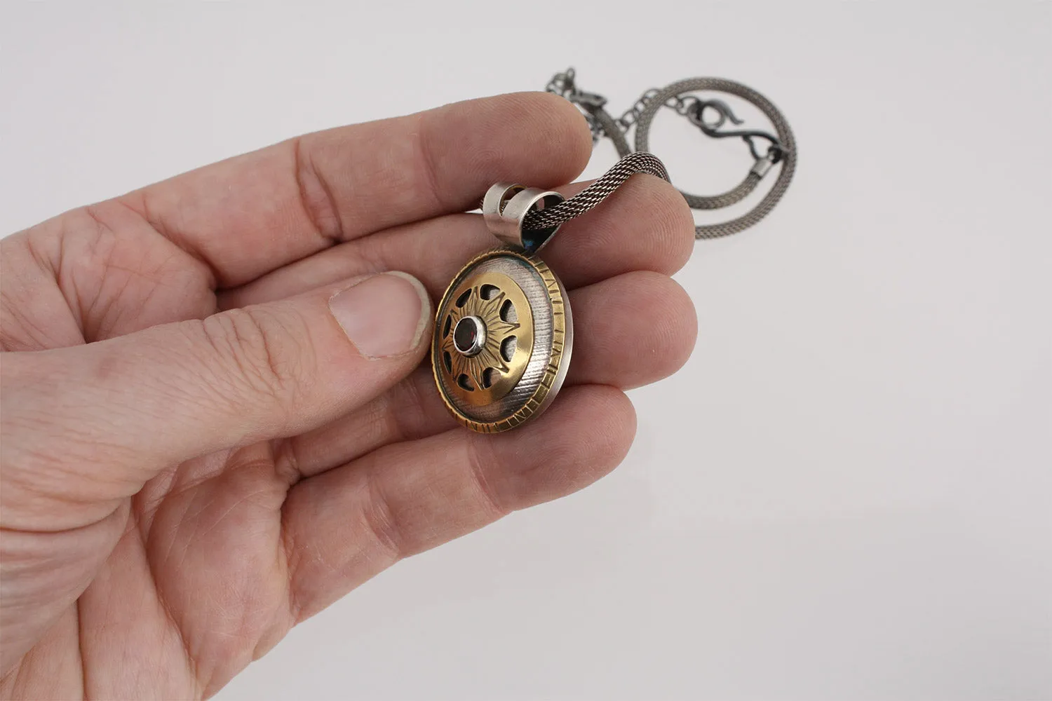 Spinner Medallion with Dark Red Garnet
