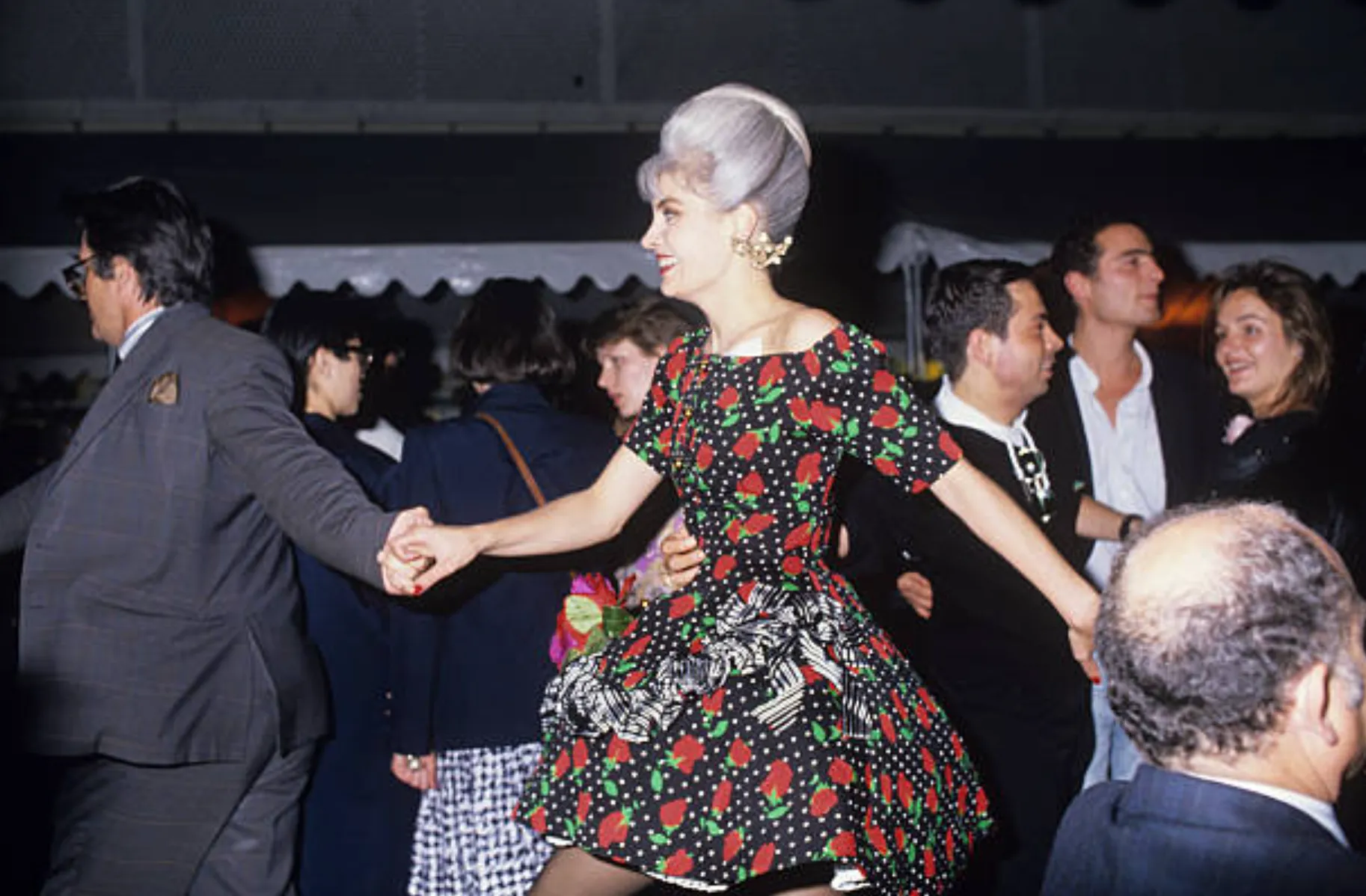 Spring 1988 Off Shoulder Christian Lacroix Floral Dress