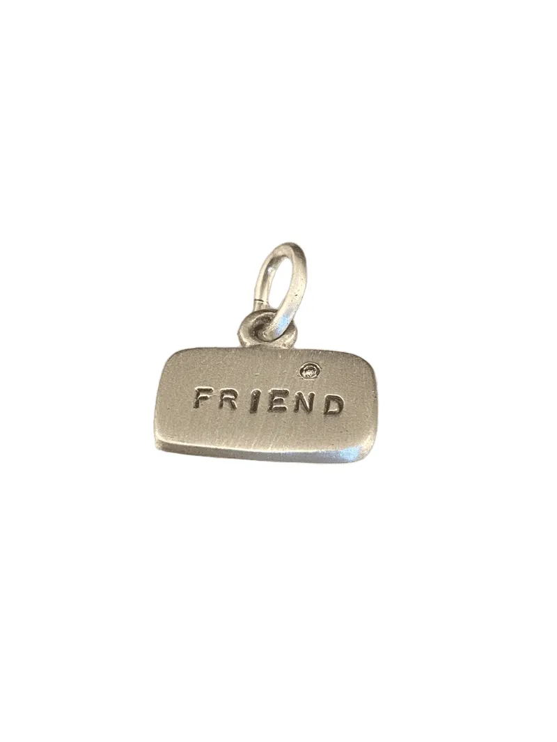 Sterling 'Friend' Diamond Tag Charm