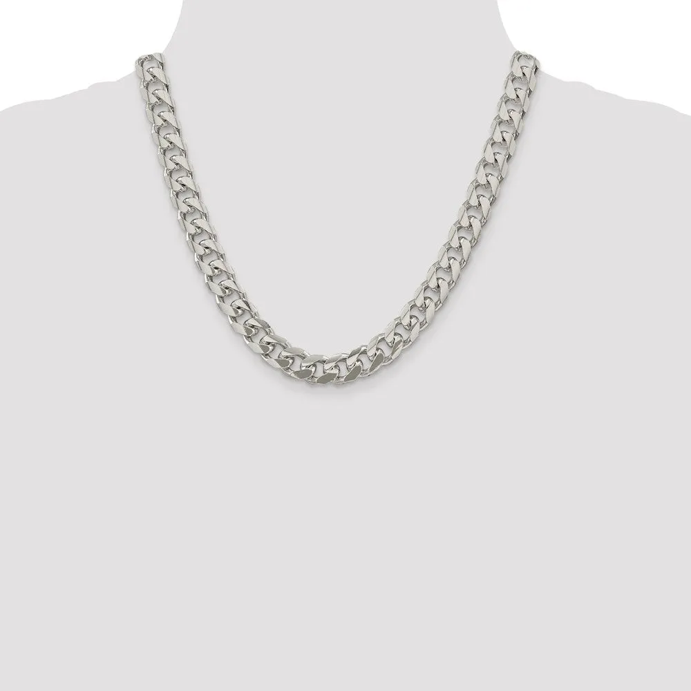 Sterling Silver 10.5mm Domed w/ Side Dimond-cut Curb Chain