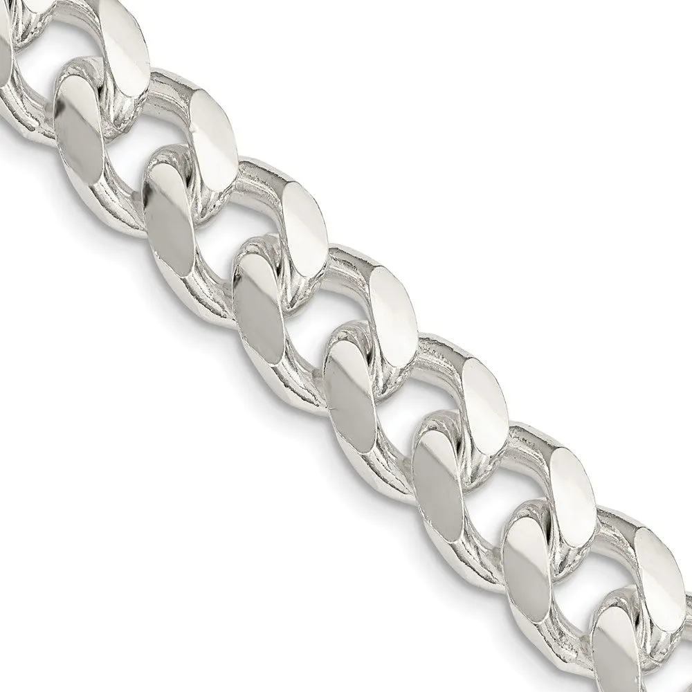 Sterling Silver 10.5mm Domed w/ Side Dimond-cut Curb Chain