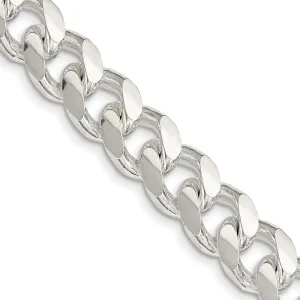 Sterling Silver 10.5mm Domed w/ Side Dimond-cut Curb Chain