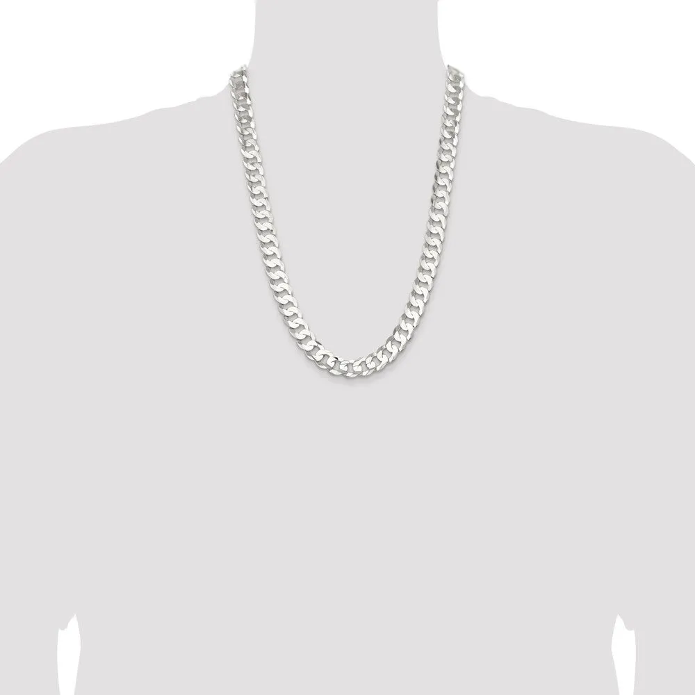 Sterling Silver 11.9mm Concave Beveled Curb Chain
