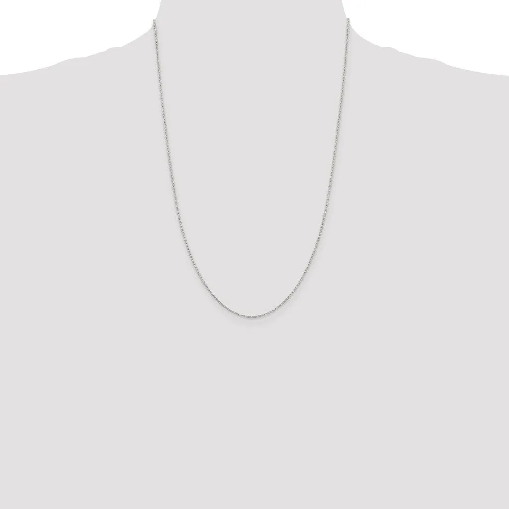 Sterling Silver 1mm Diamond-cut Long Link Cable Chain