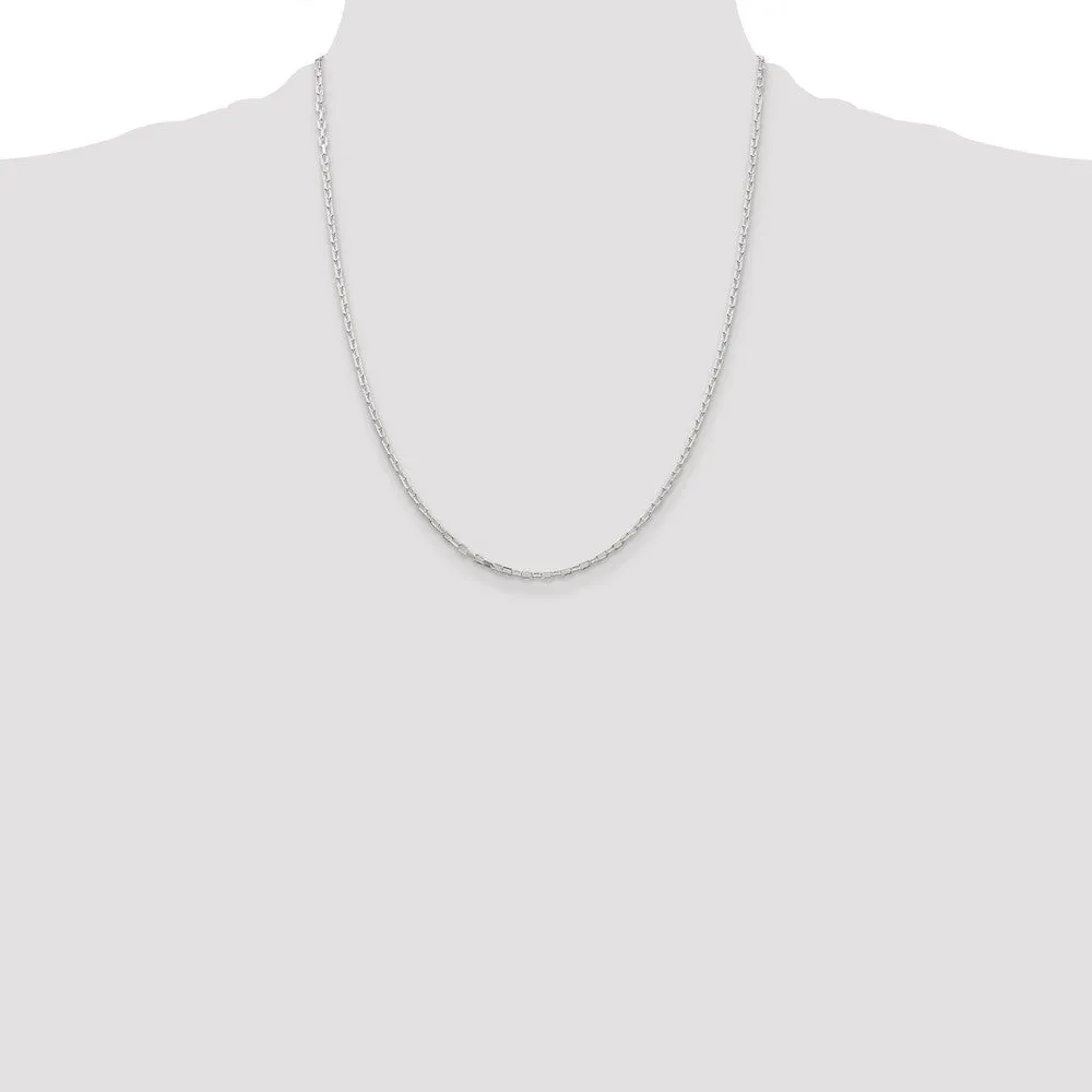 Sterling Silver 2.2mm Diamond-cut Long Link Cable Chain