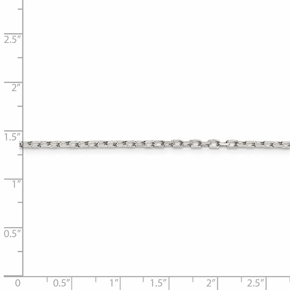 Sterling Silver 2.2mm Diamond-cut Long Link Cable Chain