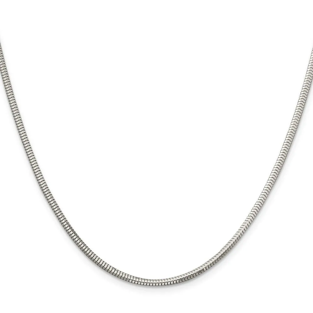 Sterling Silver 2.5mm Diamond-cut Snake Chain