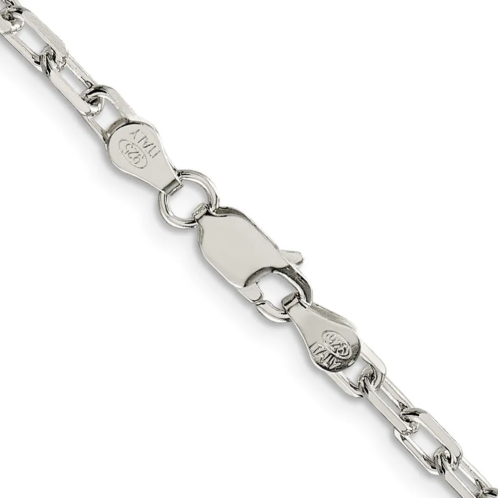 Sterling Silver 3.5mm Diamond-cut Long Link Cable Chain