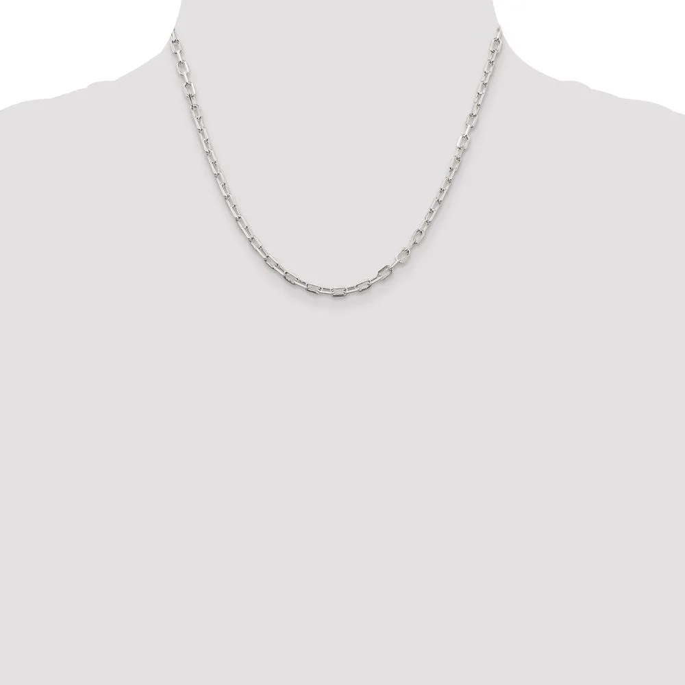 Sterling Silver 3.5mm Diamond-cut Long Link Cable Chain