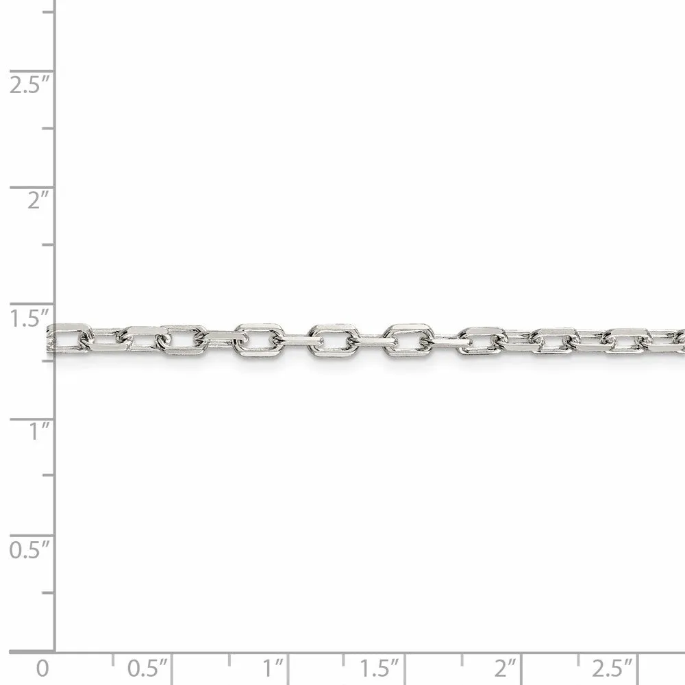 Sterling Silver 3.5mm Diamond-cut Long Link Cable Chain