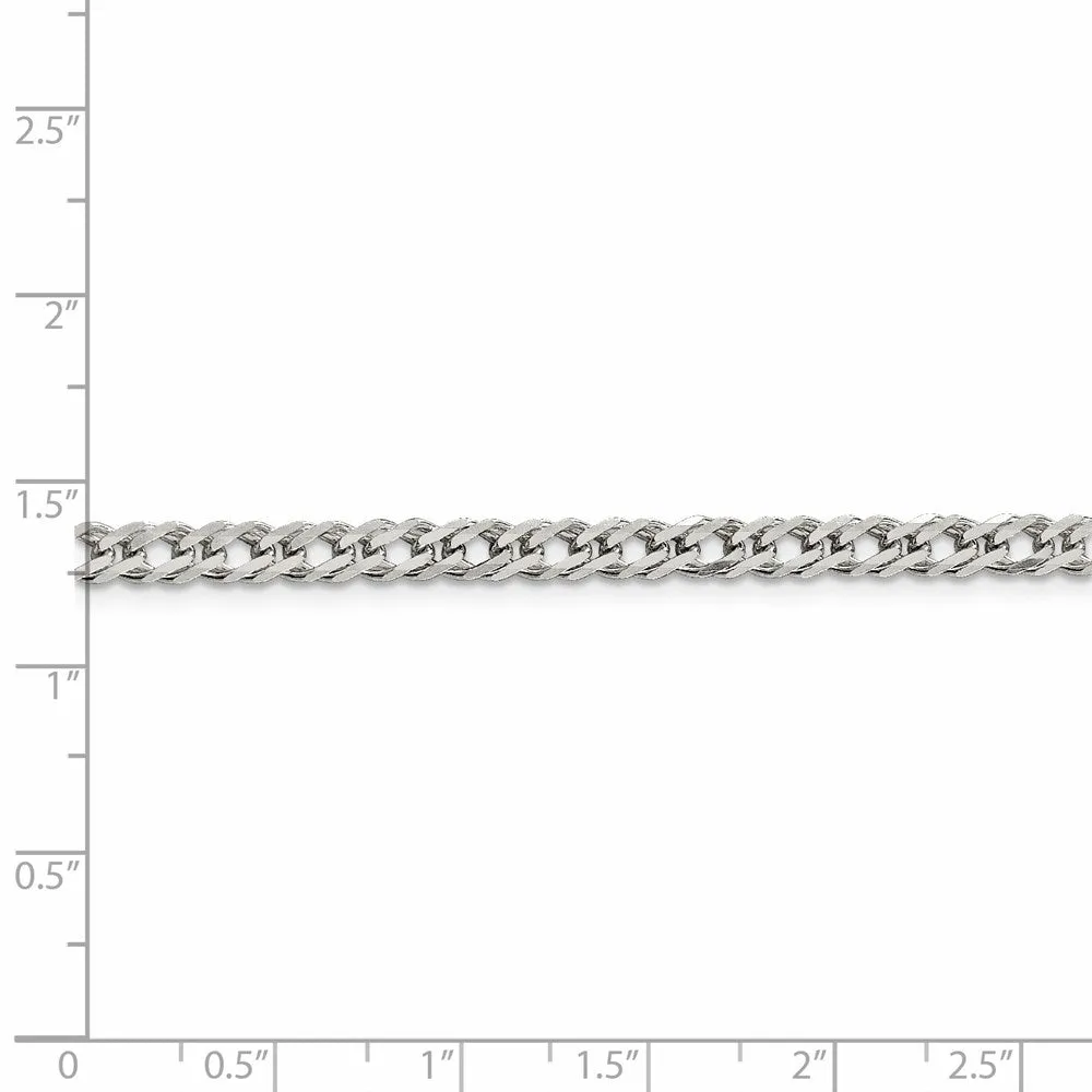 Sterling Silver 4.25mm 6 Side Dimond-cut Flat Double Curb Chain