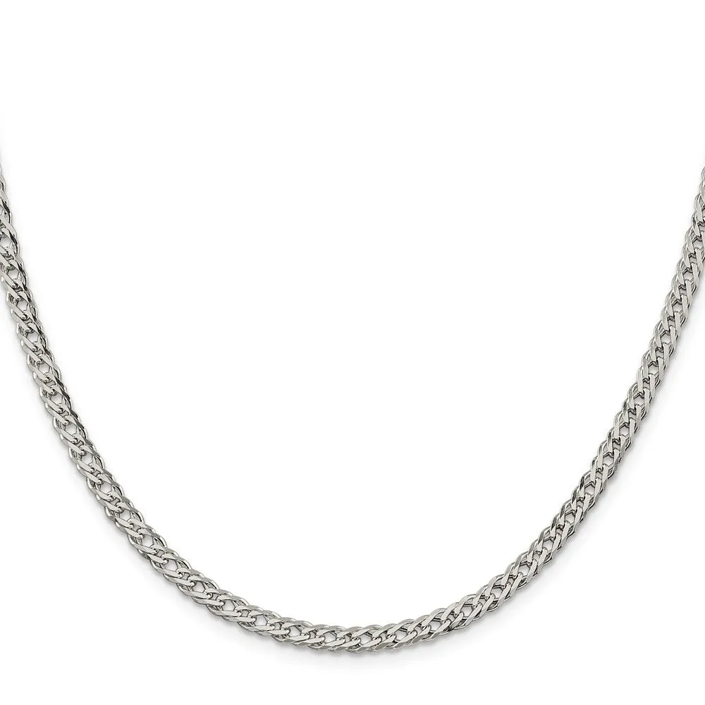 Sterling Silver 4.25mm 6 Side Dimond-cut Flat Double Curb Chain