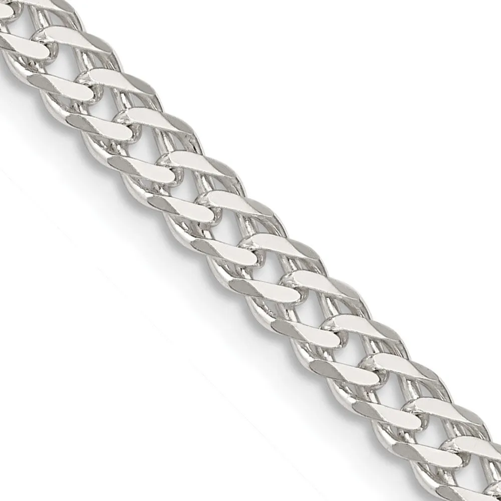 Sterling Silver 4.25mm 6 Side Dimond-cut Flat Double Curb Chain