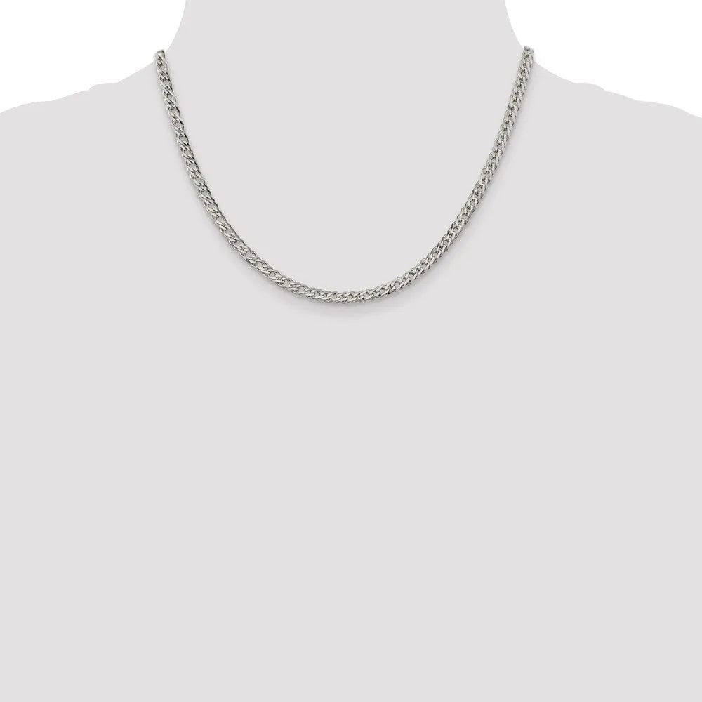 Sterling Silver 4.25mm 6 Side Dimond-cut Flat Double Curb Chain