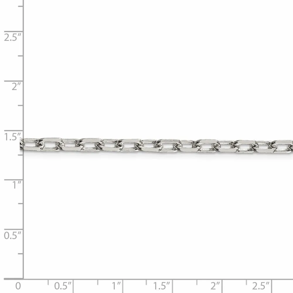 Sterling Silver 4.3mm Diamond-cut Long Link Cable Chain