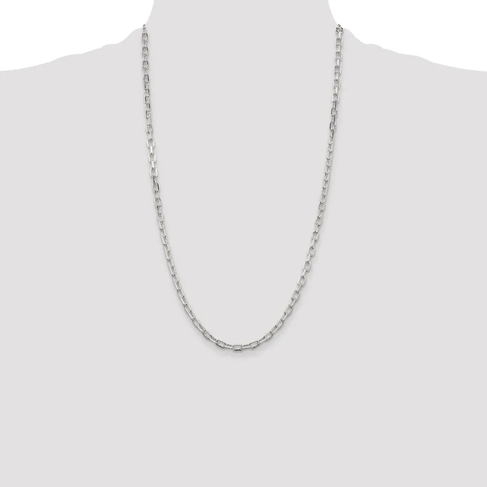 Sterling Silver 4.3mm Diamond-cut Long Link Cable Chain