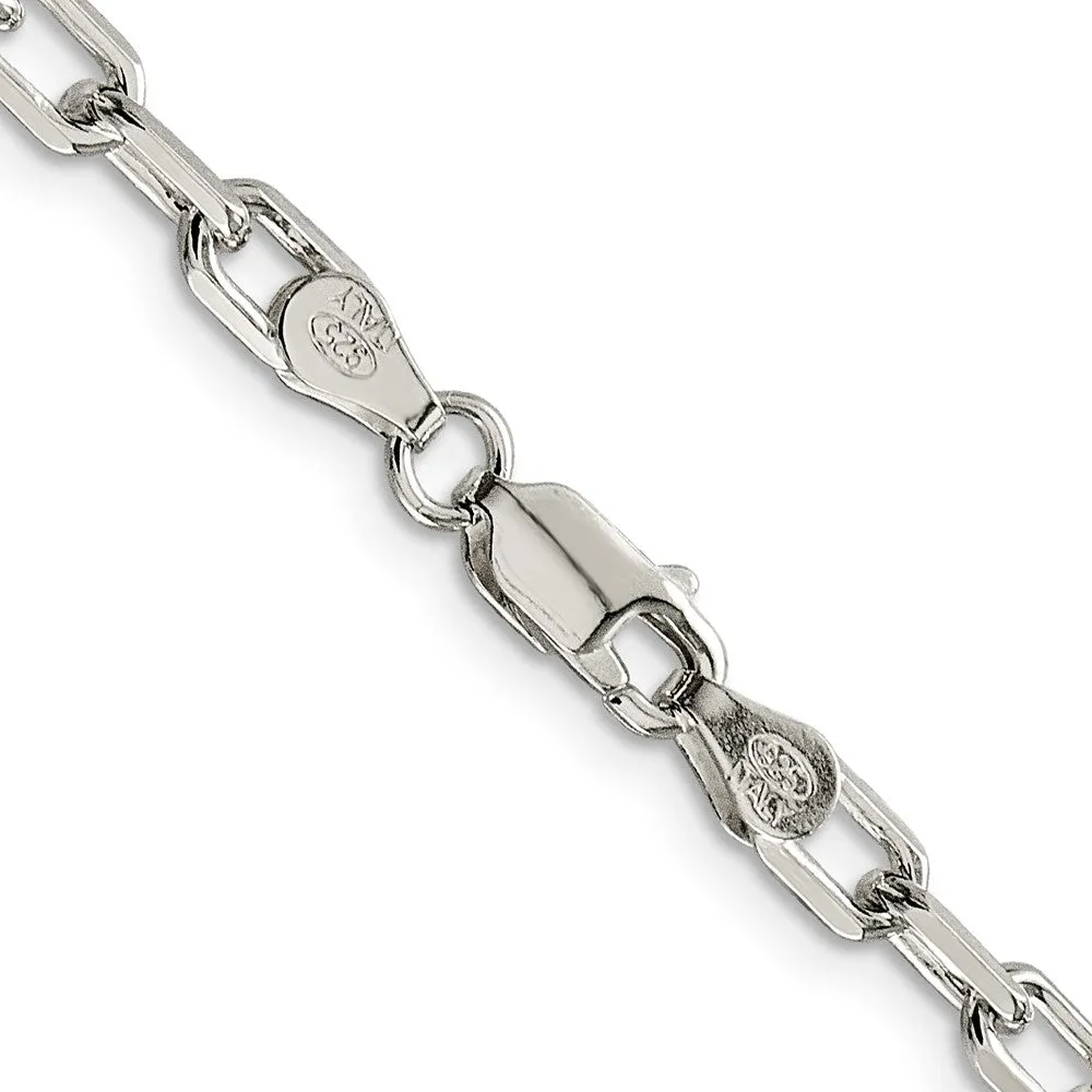 Sterling Silver 4.3mm Diamond-cut Long Link Cable Chain
