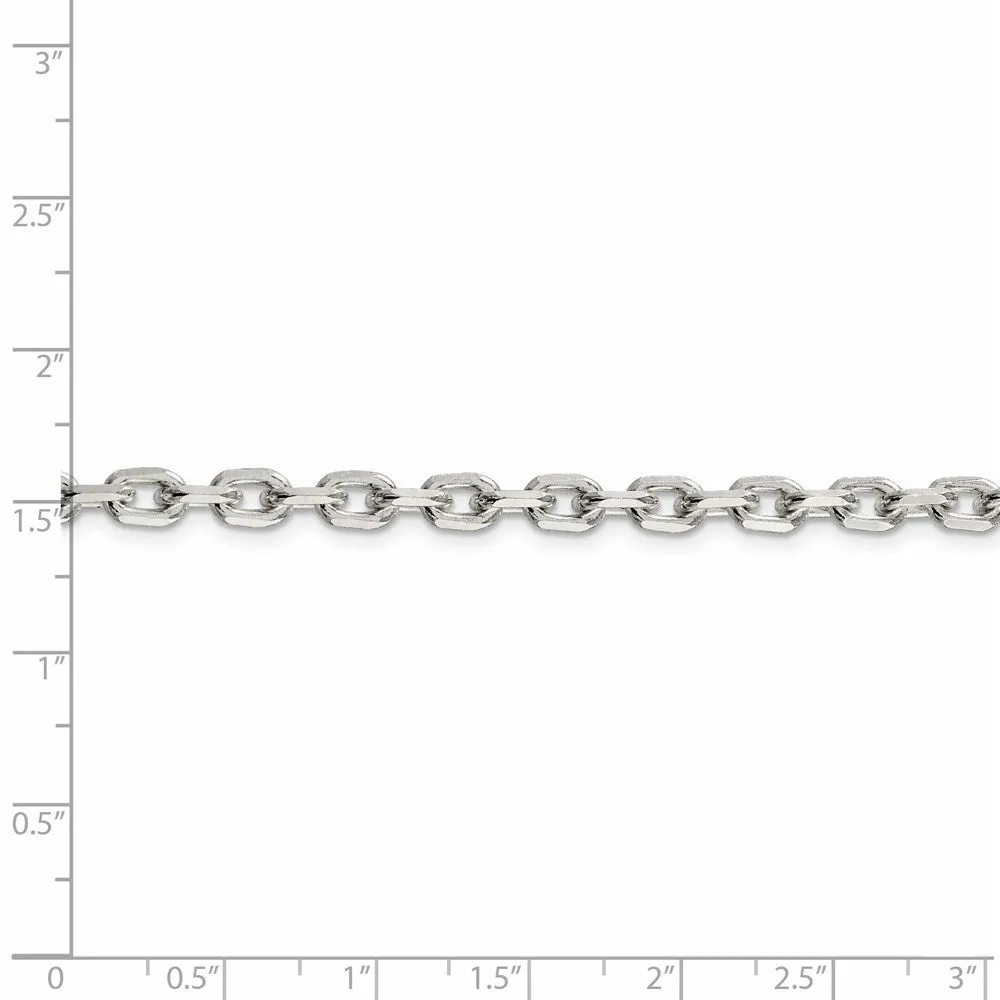 Sterling Silver 4.9mm Beveled Oval Cable Chain