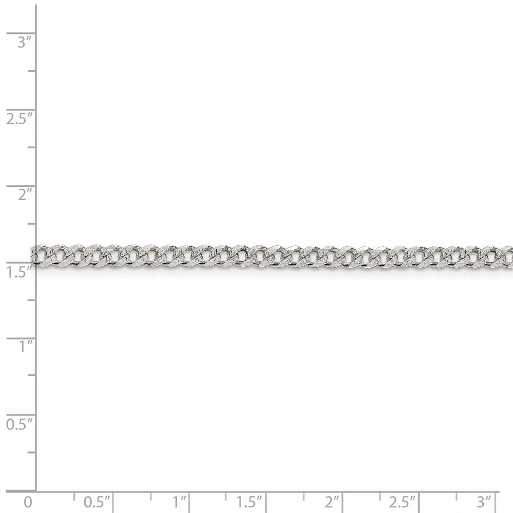 Sterling Silver 4mm Pave Curb Chain