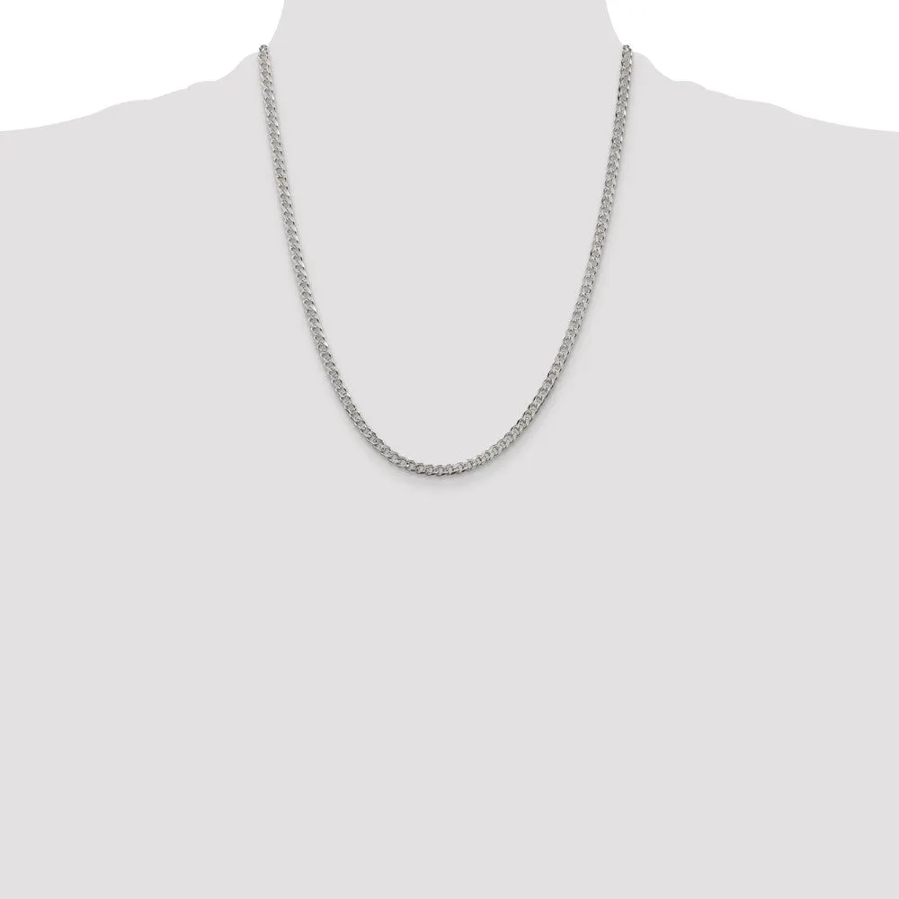 Sterling Silver 4mm Pave Curb Chain