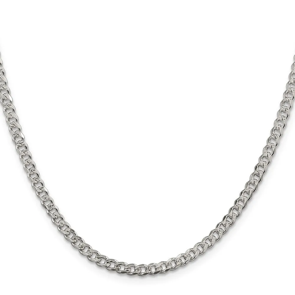 Sterling Silver 4mm Pave Curb Chain