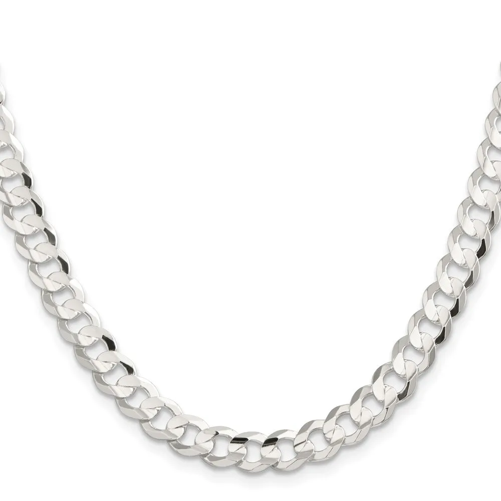 Sterling Silver 8mm Concave Beveled Curb Chain