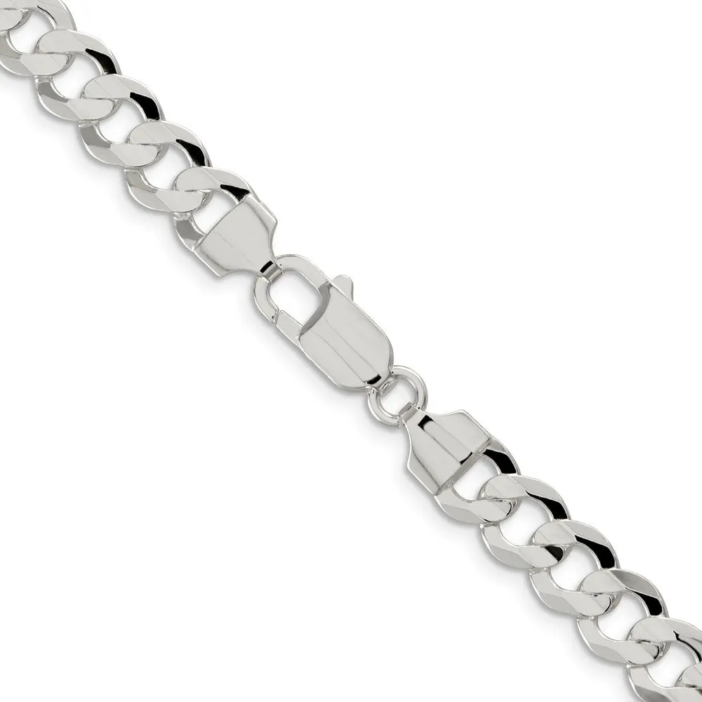Sterling Silver 8mm Concave Beveled Curb Chain