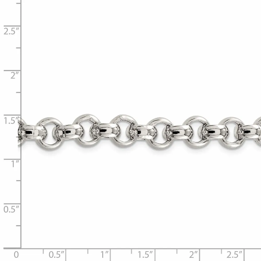Sterling Silver 9.5mm Semi-solid Rolo Chain