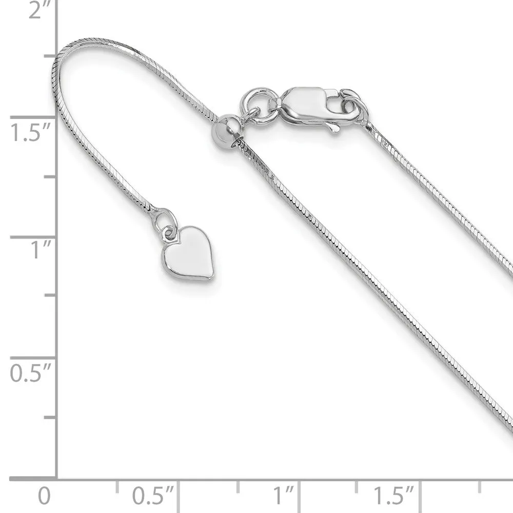 Sterling Silver Adjustable 1mm Dimond-cut Square Snake Chain