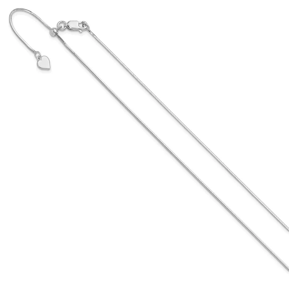 Sterling Silver Adjustable 1mm Dimond-cut Square Snake Chain
