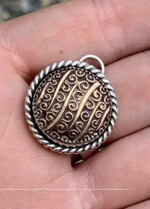 Sterling Silver and Bronze Textured Squiggle Pendant