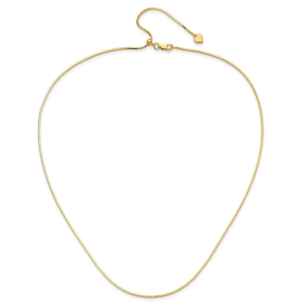 Sterling Silver Gold-plated Adjustable 1.2mm Dimond-cut Square Snake Chai Chain
